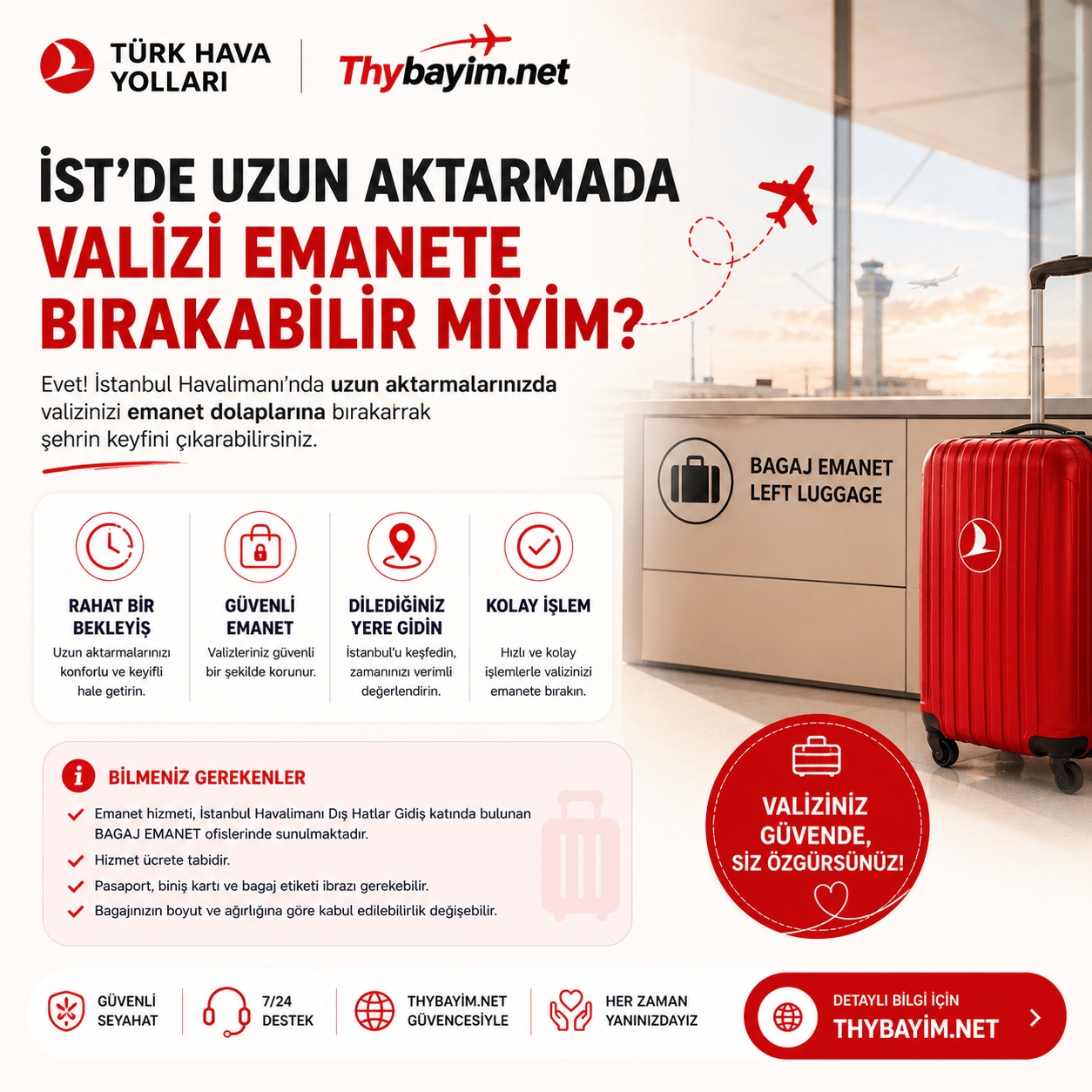IST de uzun aktarmada valizi emanete birakabilir miyim?
