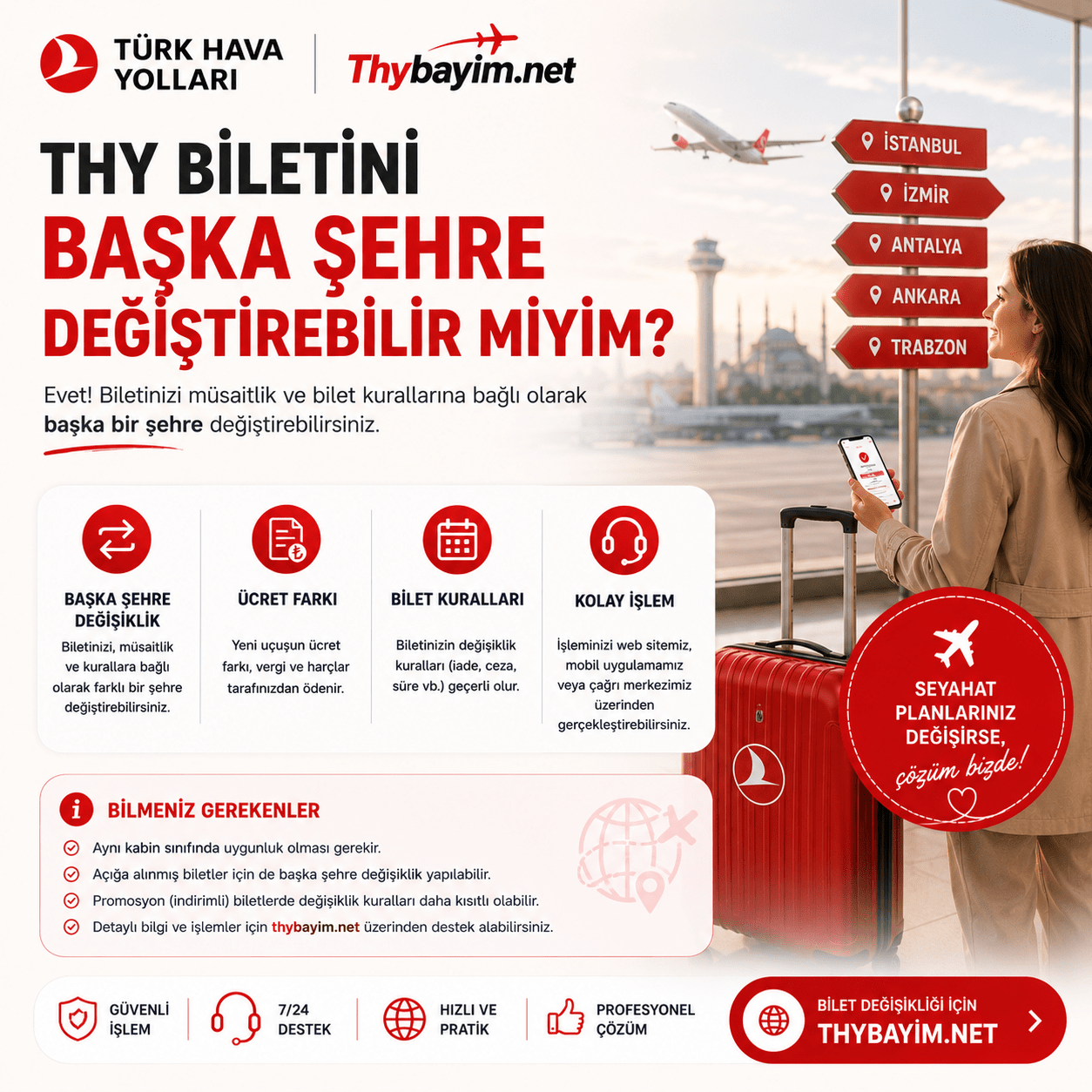 Bileti başka şehre değiştirebilir miyim?